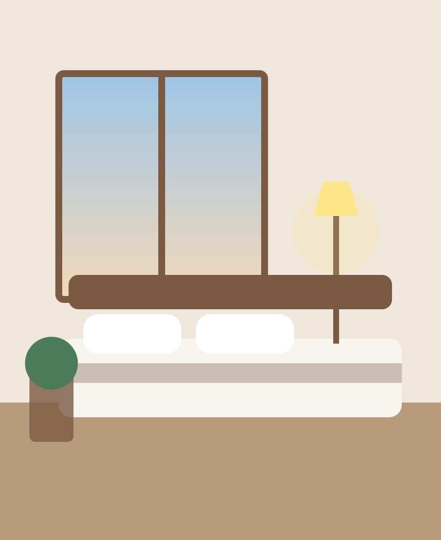 Garden room with a double bed