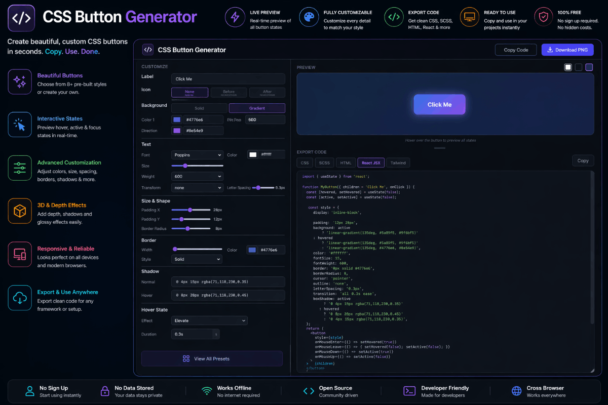 CSS Button Generator — Create Beautiful Buttons Online Free ...