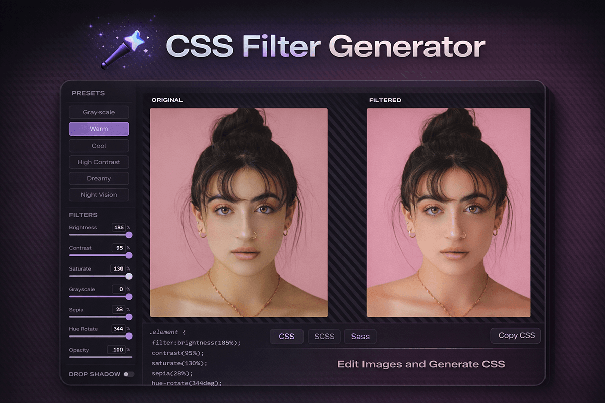 CSS Filter Generator — Visual Image Filter Builder Online Free ...