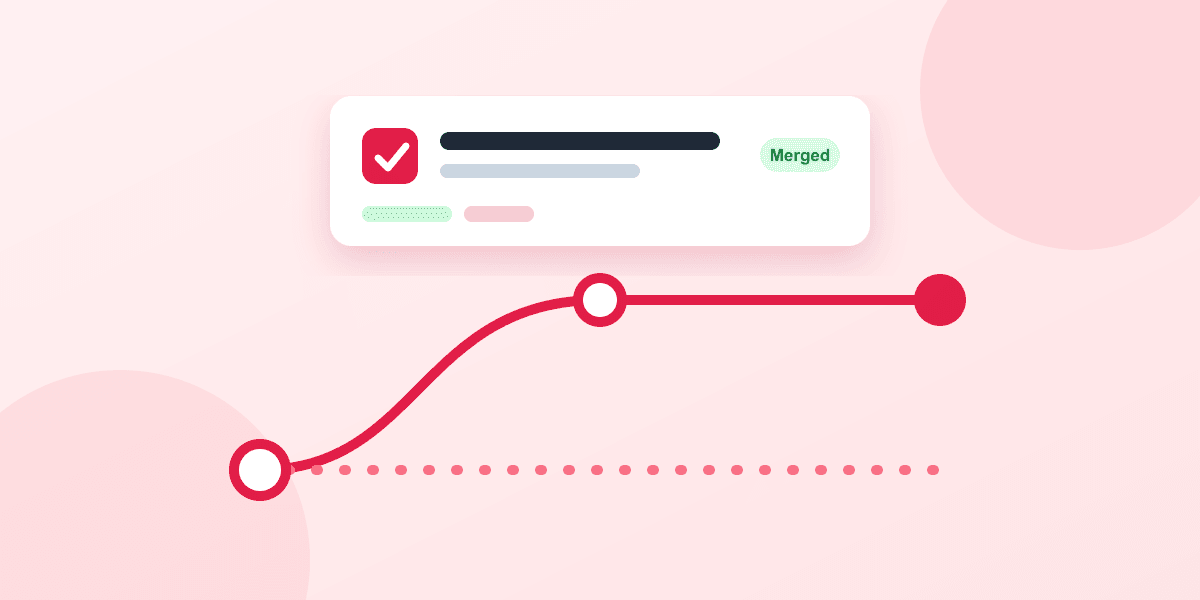 Illustration of a pull request being merged