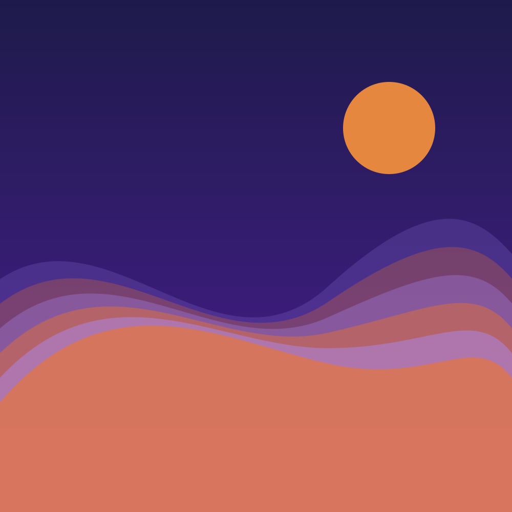 Cover art for Night Tram, violet and orange waves