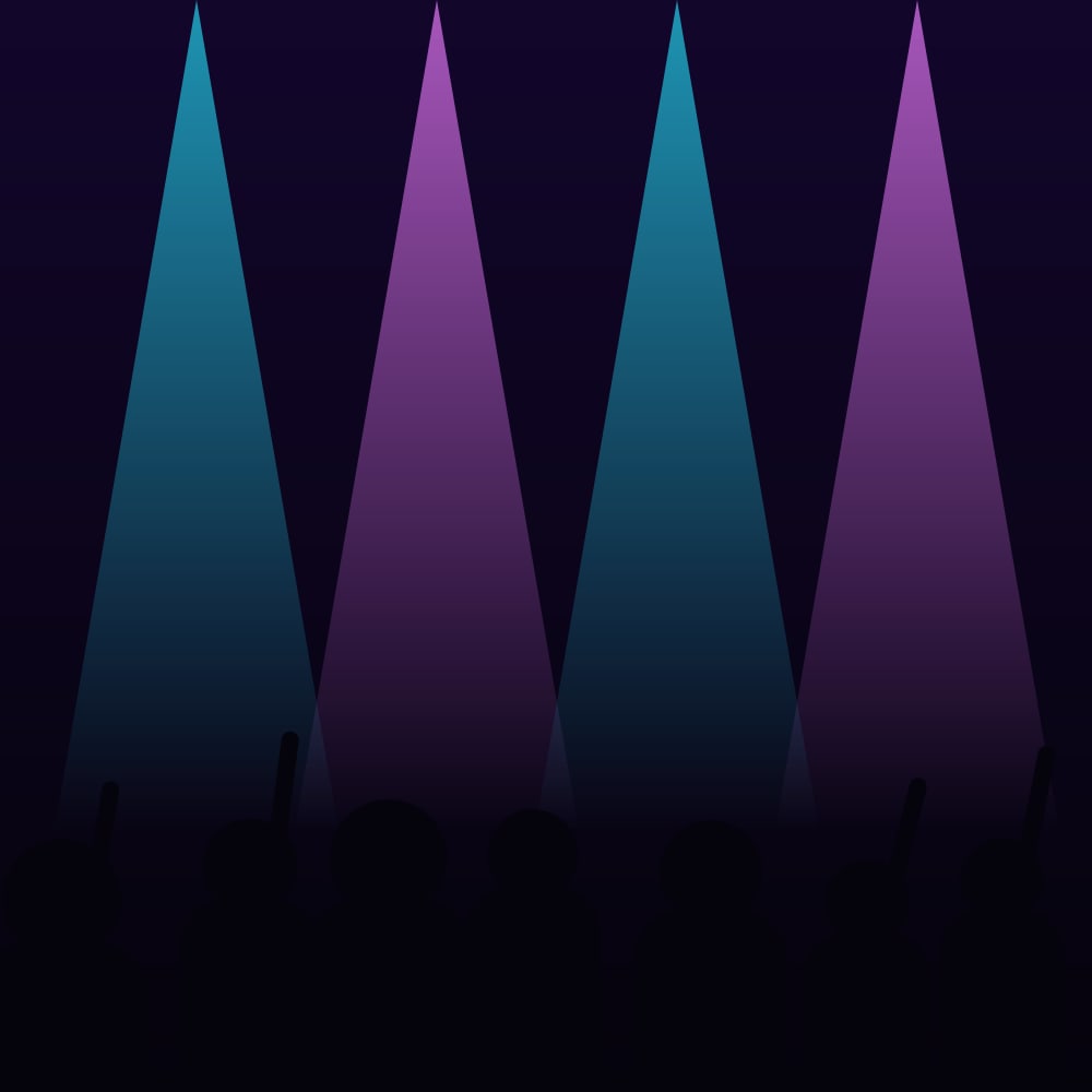 Live album cover with stage lights above a crowd silhouette