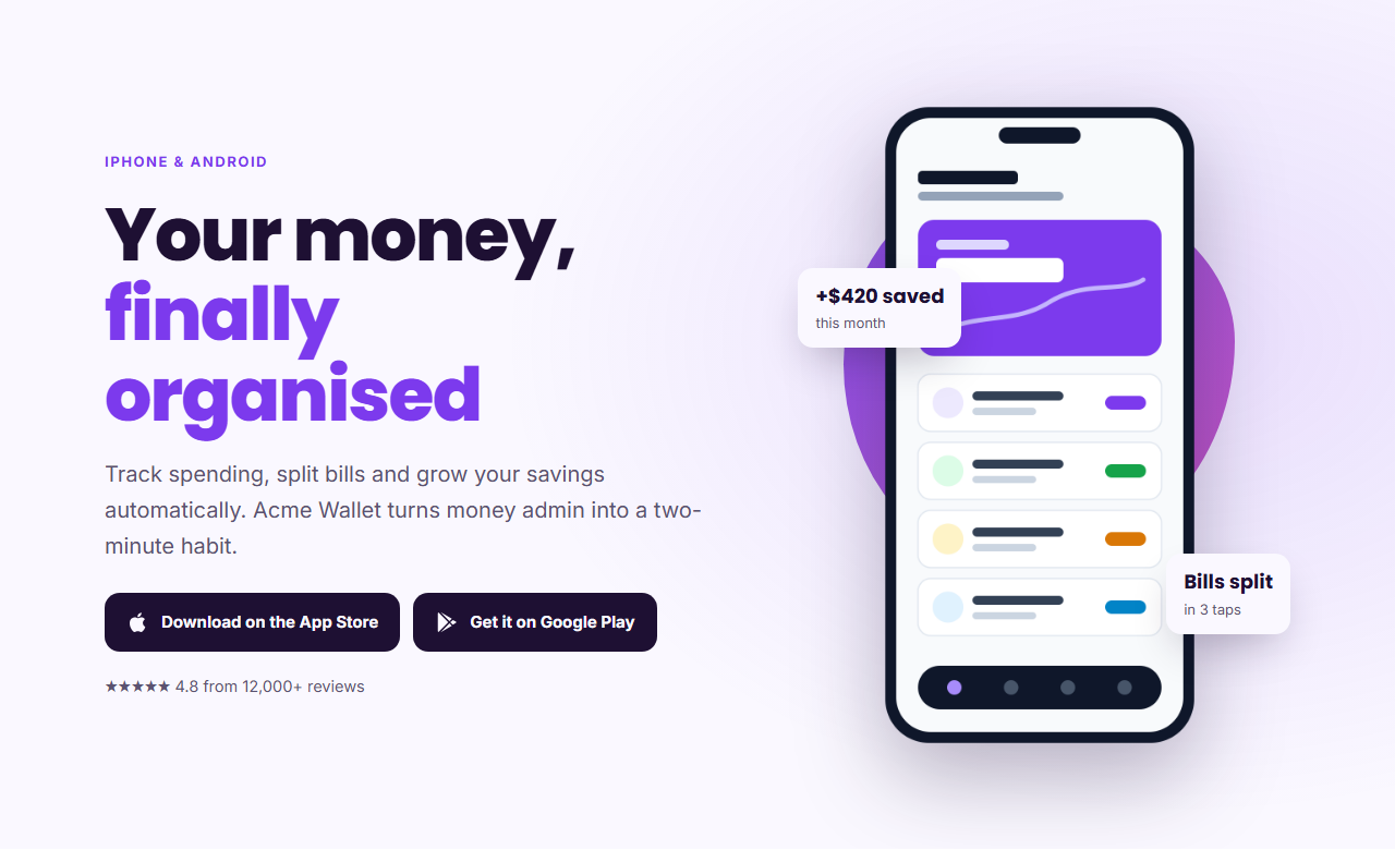App Product Hero template preview