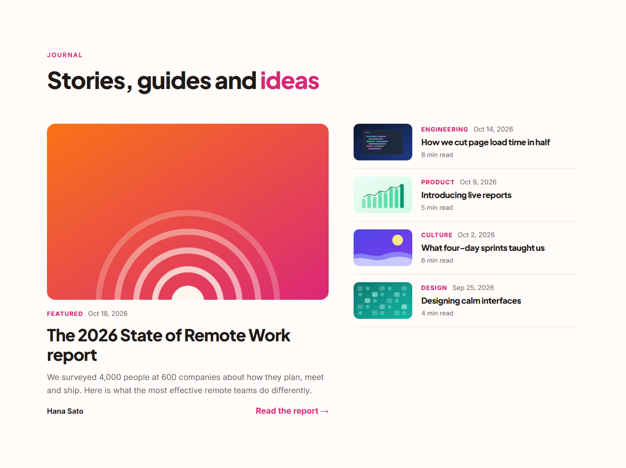 Featured Post With List template preview