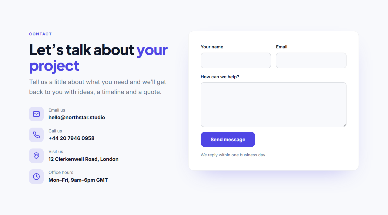 Contact Form With Details template preview
