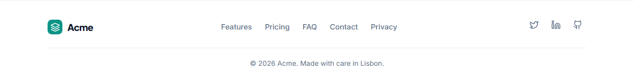 Minimal Footer template preview