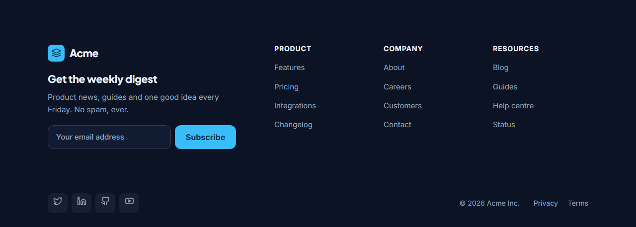 Footer With Newsletter preview