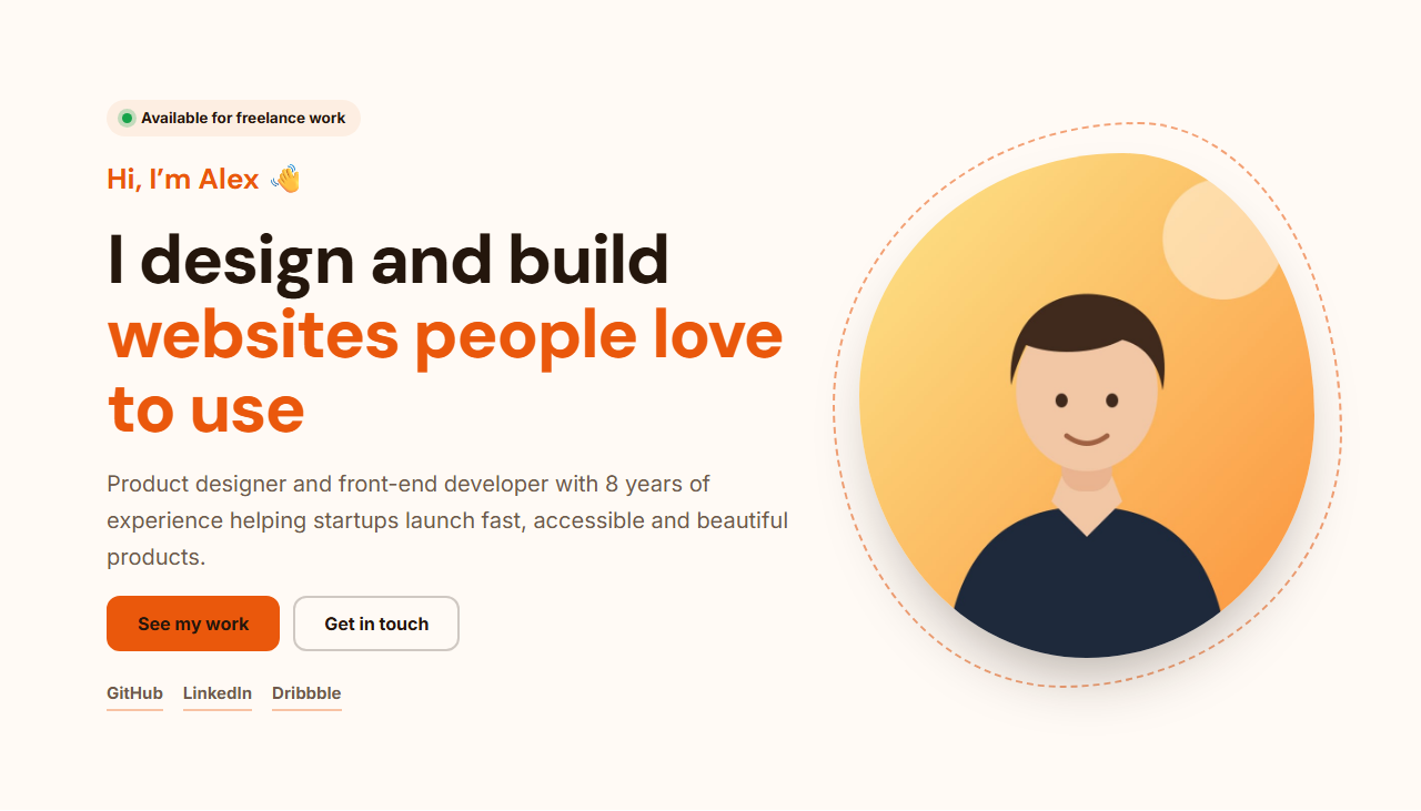 Personal Portfolio Hero template preview