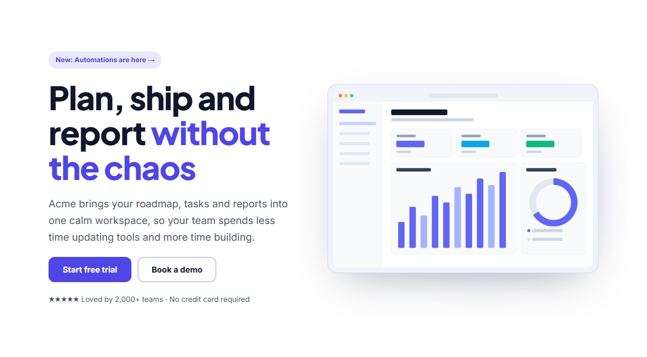 SaaS Split Hero template preview