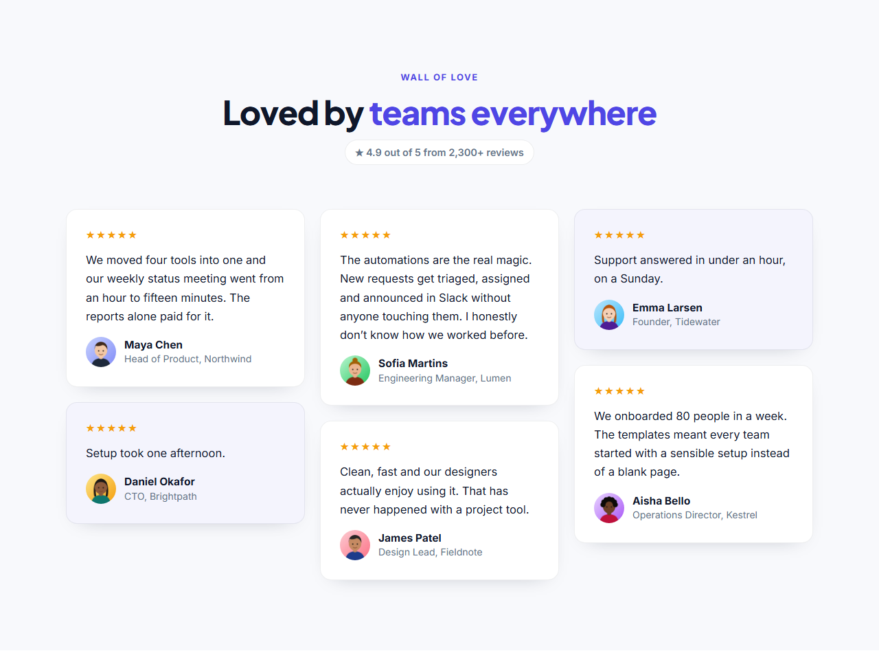 Testimonial Wall template preview
