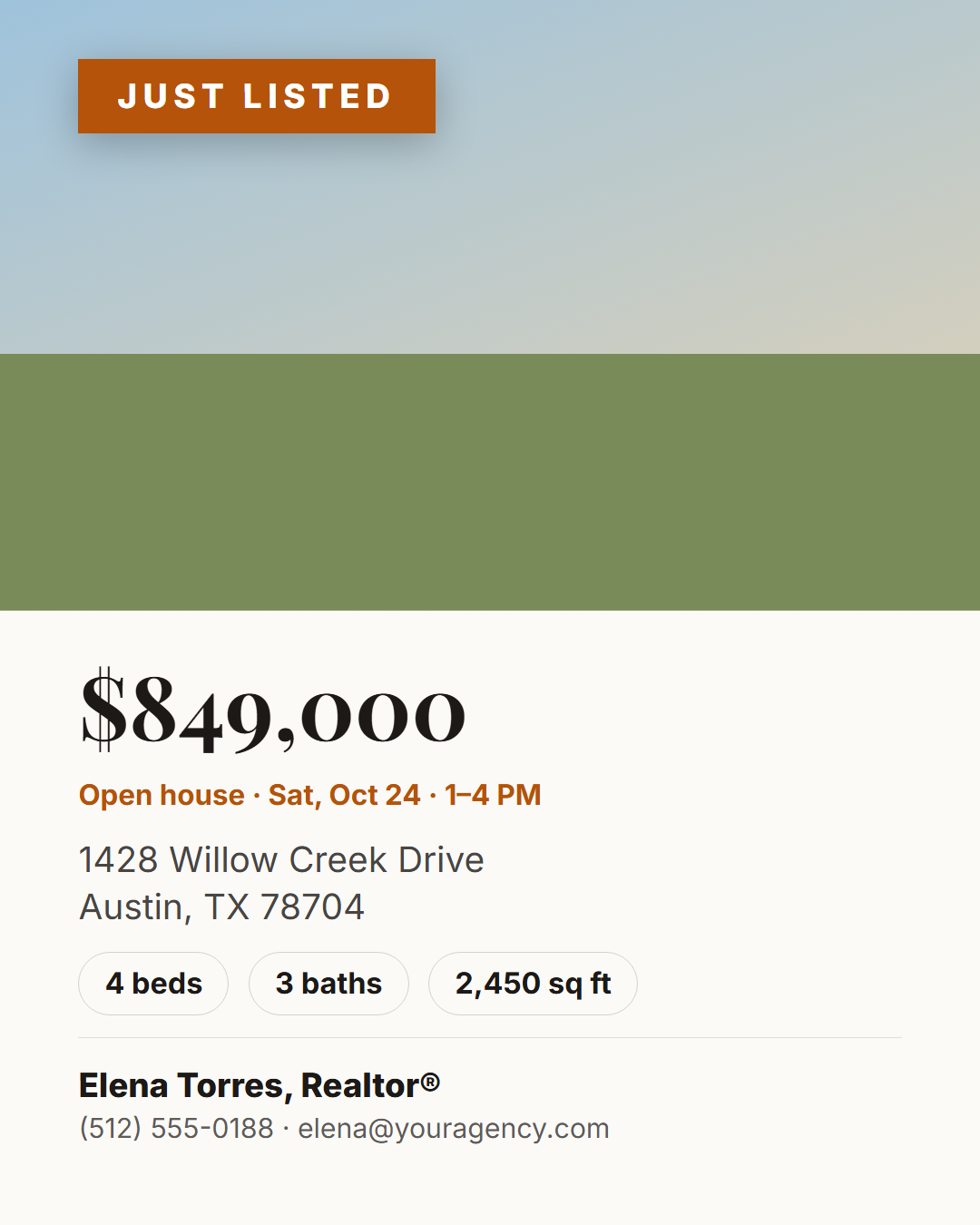 Just Listed (Real Estate) template preview