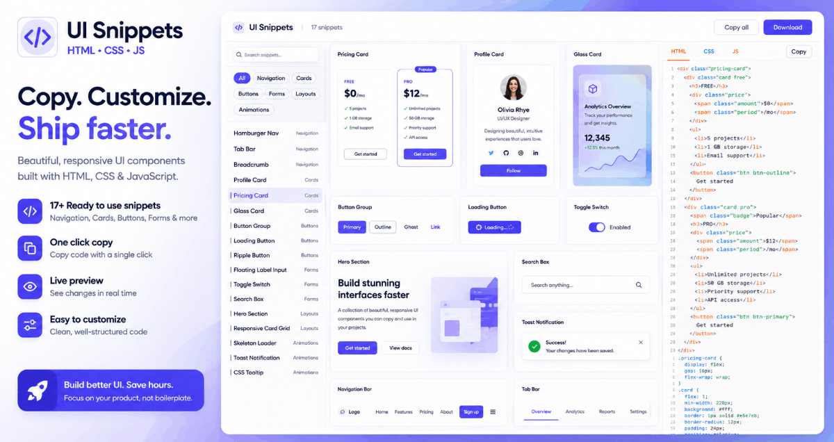 UI Snippets Library