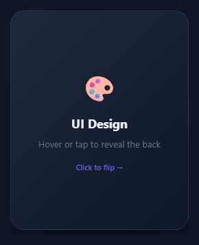 Screenshot of the 3D Flip Card snippet rendered live