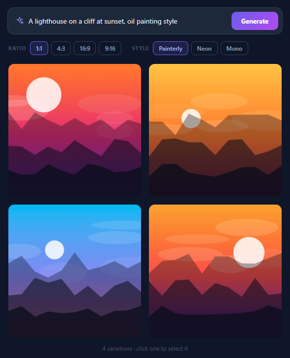 AI Image Generator UI