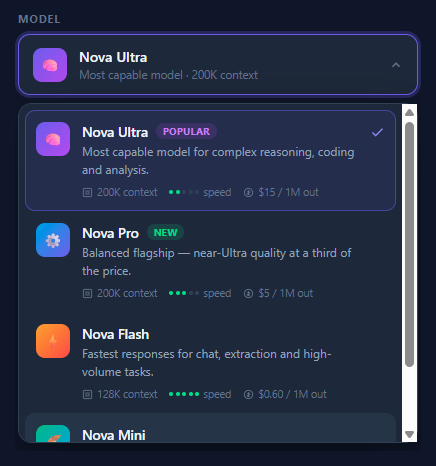 Screenshot of the AI Model Selector snippet rendered live