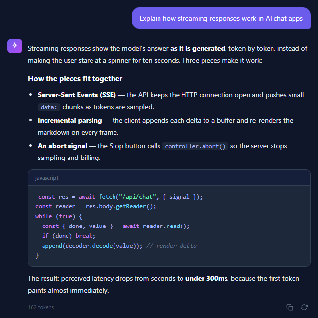 AI Streaming Response