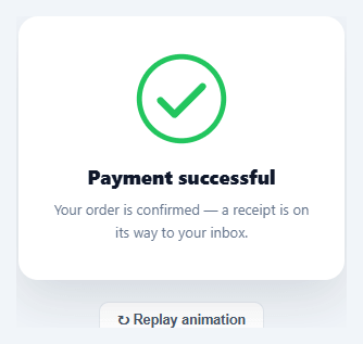 Screenshot of the Animated Success Checkmark snippet rendered live