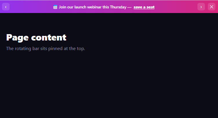 Screenshot of the Announcement Bar snippet rendered live