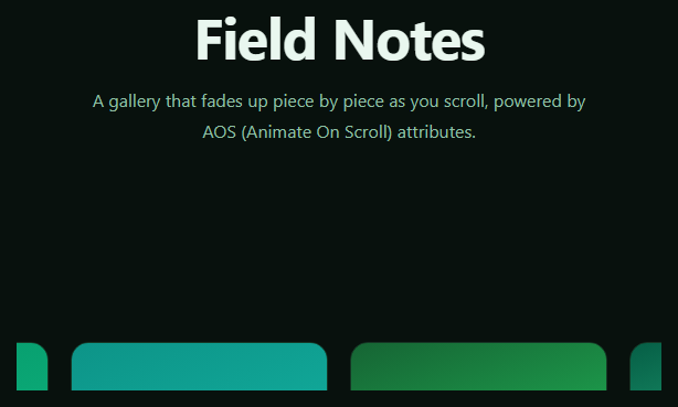 Screenshot of the AOS Fade-Up Gallery snippet rendered live
