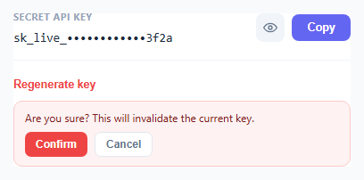 Screenshot of the API Key Copy Field snippet rendered live
