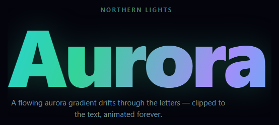 Screenshot of the Aurora Text snippet rendered live