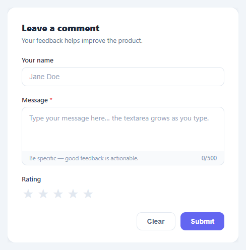 Screenshot of the Auto-Resize Textarea snippet rendered live
