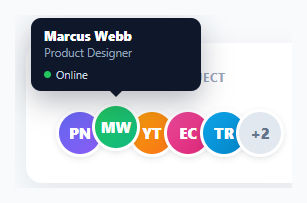 Screenshot of the Avatar Stack with Tooltip snippet rendered live