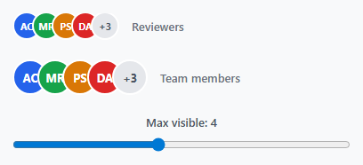 Screenshot of the Overlapping Avatar Stack with Overflow Count snippet rendered live