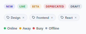 Screenshot of the Badges & Chips snippet rendered live