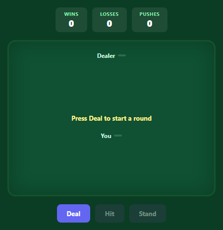 Blackjack Card Game vs Dealer