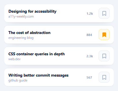 Screenshot of the Bookmark Toggle snippet rendered live