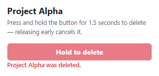 Bootstrap Hold-to-Confirm Delete Button