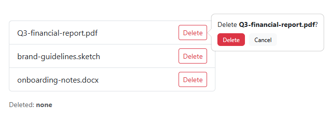 Bootstrap Popover Confirm Delete