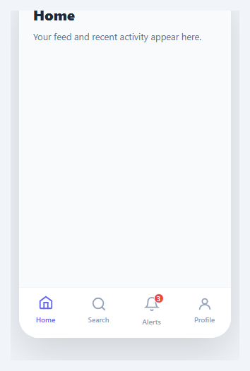 Screenshot of the Mobile Bottom Nav snippet rendered live