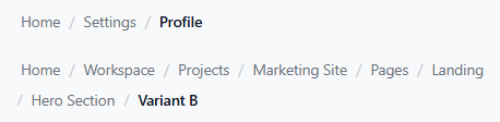 Screenshot of the Breadcrumb Trail with Collapsing Middle Items snippet rendered live