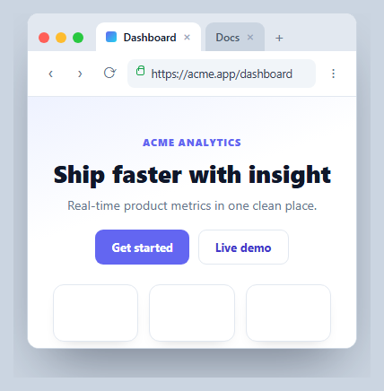 Screenshot of the Browser Window Mockup snippet rendered live