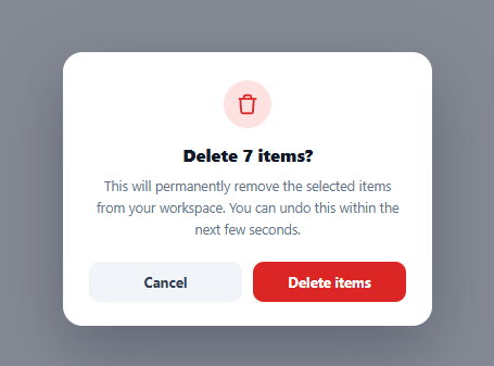 Screenshot of the Bulk Action Confirm Dialog — Undo Countdown snippet rendered live