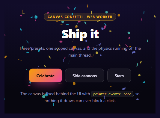 Canvas Confetti Burst Button