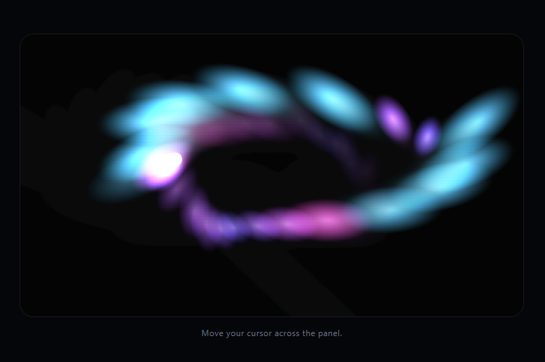 Screenshot of the Canvas Fluid Cursor Trail snippet rendered live