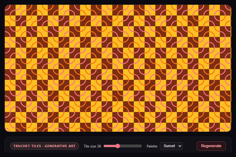 Screenshot of the Canvas Generative Truchet Pattern snippet rendered live