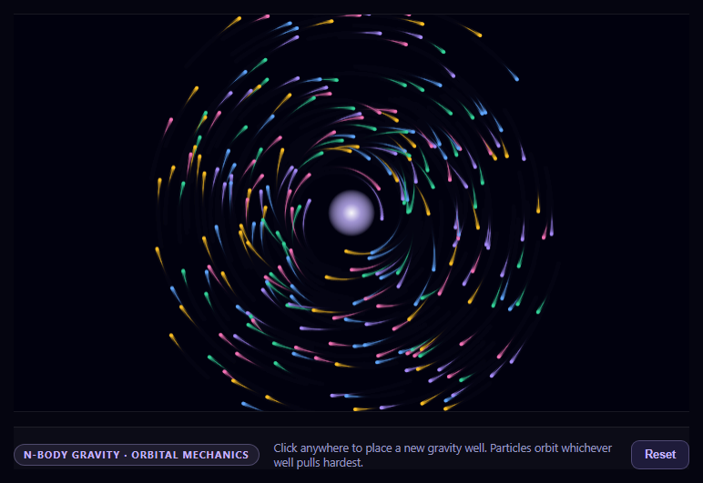 Canvas Gravity Particle Orbits