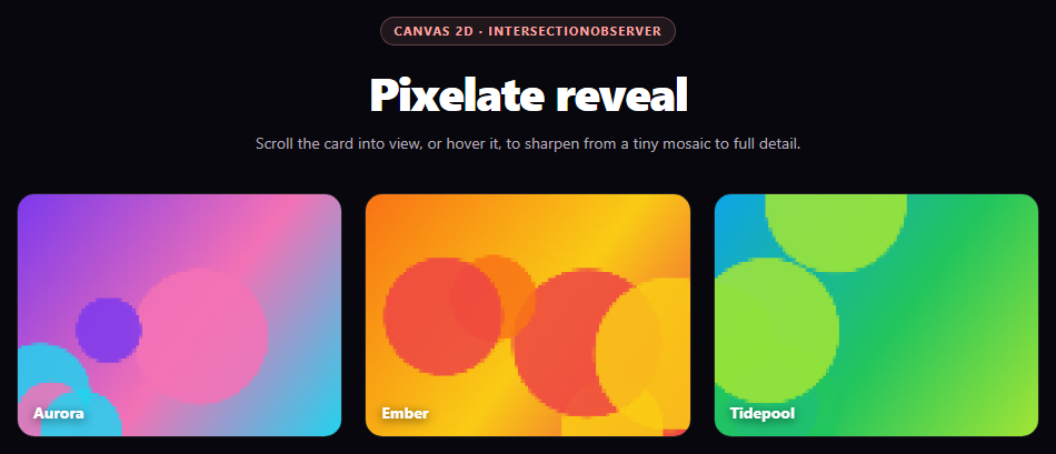 Canvas Pixelate Image Reveal
