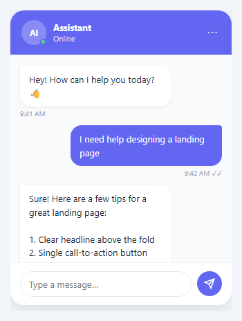 Screenshot of the Chat Bubble UI snippet rendered live