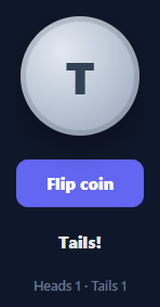 Screenshot of the Coin Flip snippet rendered live