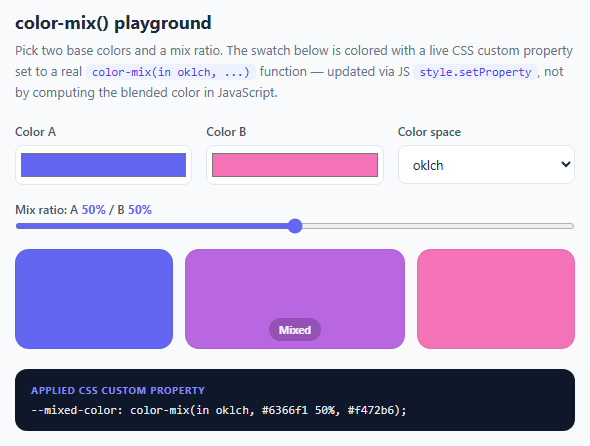 CSS color-mix() Playground