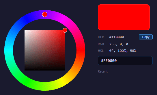 Screenshot of the Color Wheel Picker snippet rendered live