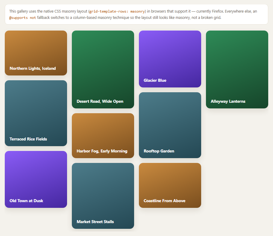 Native CSS Masonry Gallery