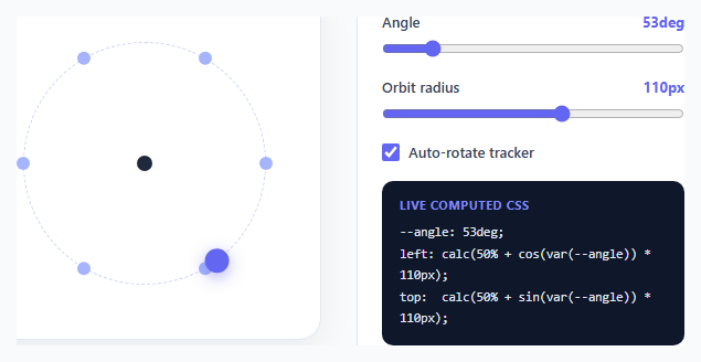 CSS Trig Functions Lab (sin, cos, clamp)