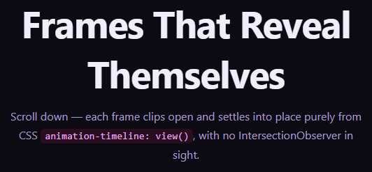 Screenshot of the View Timeline Image Reveal snippet rendered live