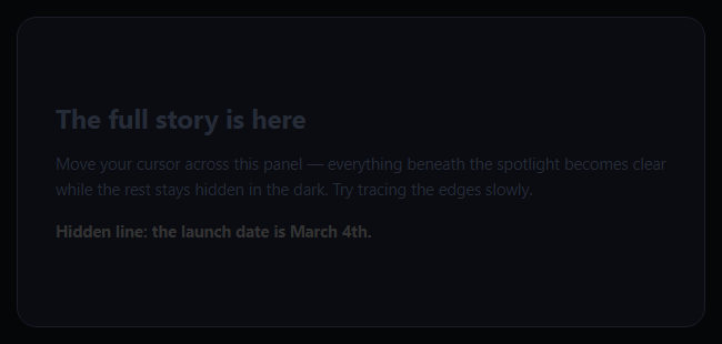 Cursor Spotlight Reveal